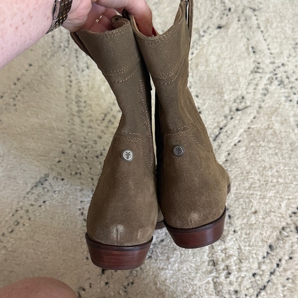 Frye Women's Suede Ankle Booties — Olive Brown - Picture 3 of 8
